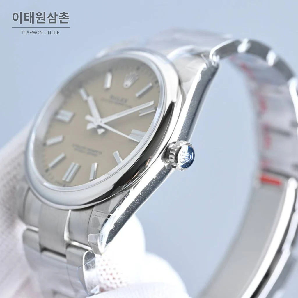 롤렉스 오이스터 퍼페추얼 스틸 야광인덱스 오토매틱 시계 41mm 스테인리스 스틸 샴페인 다이얼