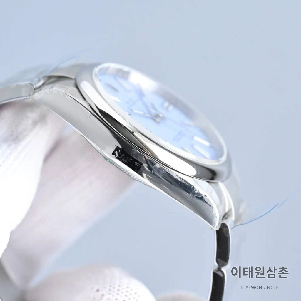 롤렉스 오이스터 퍼페추얼 스틸 야광인덱스 오토매틱 시계 41mm 스테인리스 스틸 아이스블루 다이얼