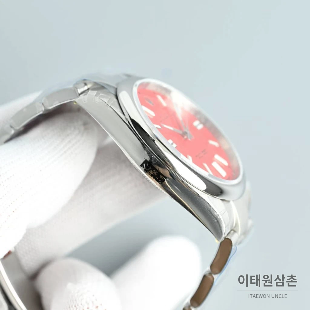 롤렉스 오이스터 퍼페추얼 스틸 야광인덱스 오토매틱 시계 41mm 스테인리스 스틸 레드 다이얼