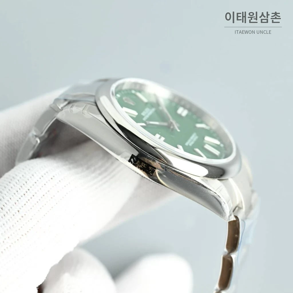 롤렉스 오이스터 퍼페추얼 스틸 야광인덱스 오토매틱 시계 41mm 스테인리스 스틸 그린 다이얼