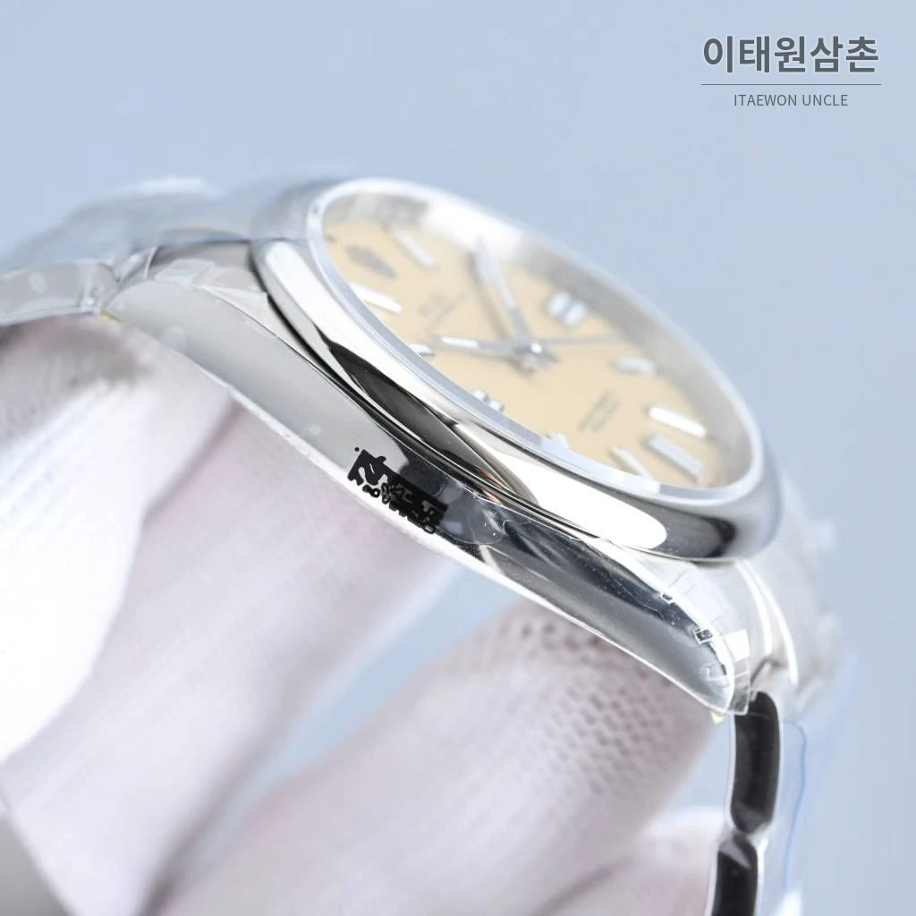 롤렉스 오이스터 퍼페추얼 스틸 야광인덱스 오토매틱 시계 41mm 스테인리스 스틸 샴페인 다이얼