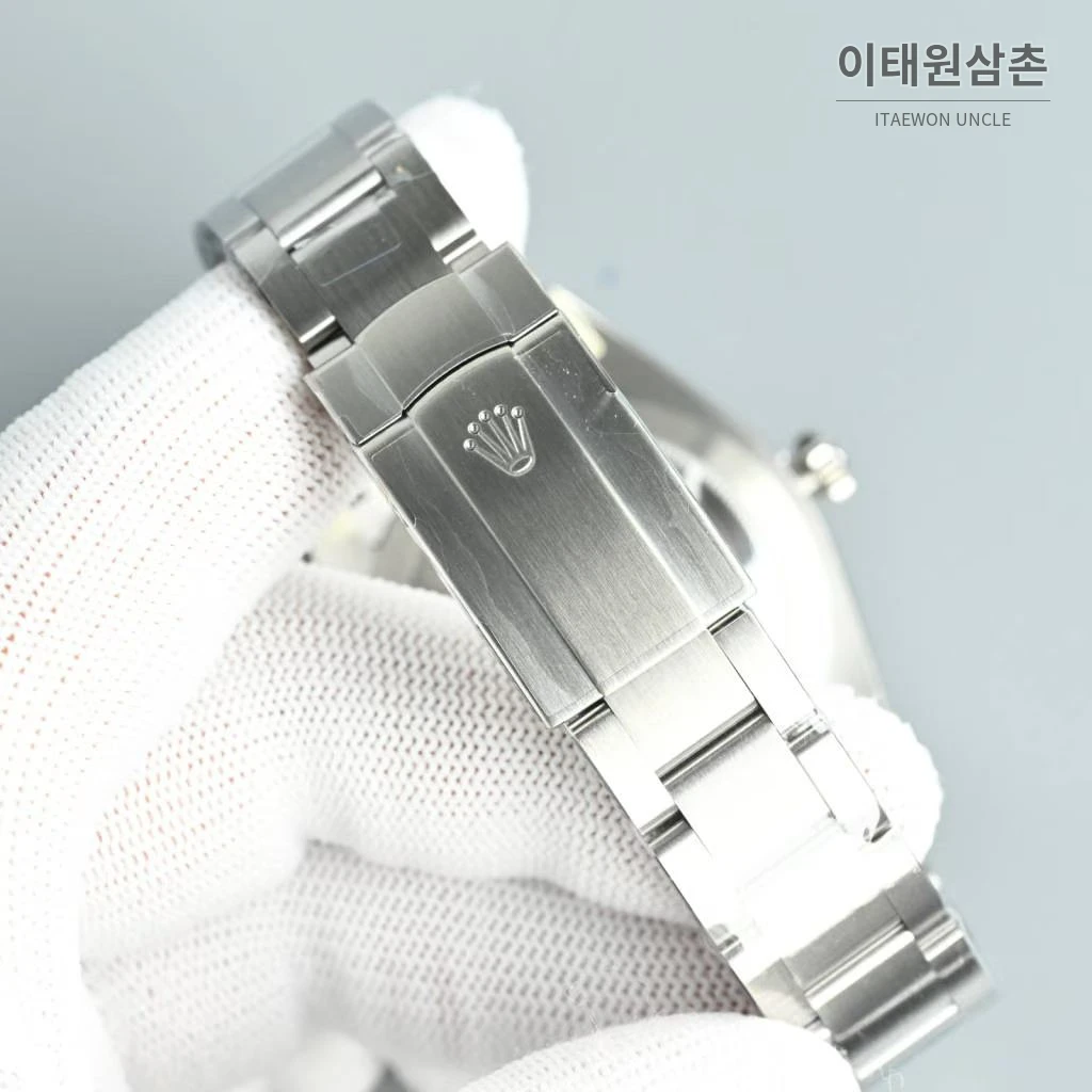 롤렉스 오이스터 퍼페추얼 스틸 야광인덱스 오토매틱 시계 41mm 스테인리스 스틸 오렌지 다이얼