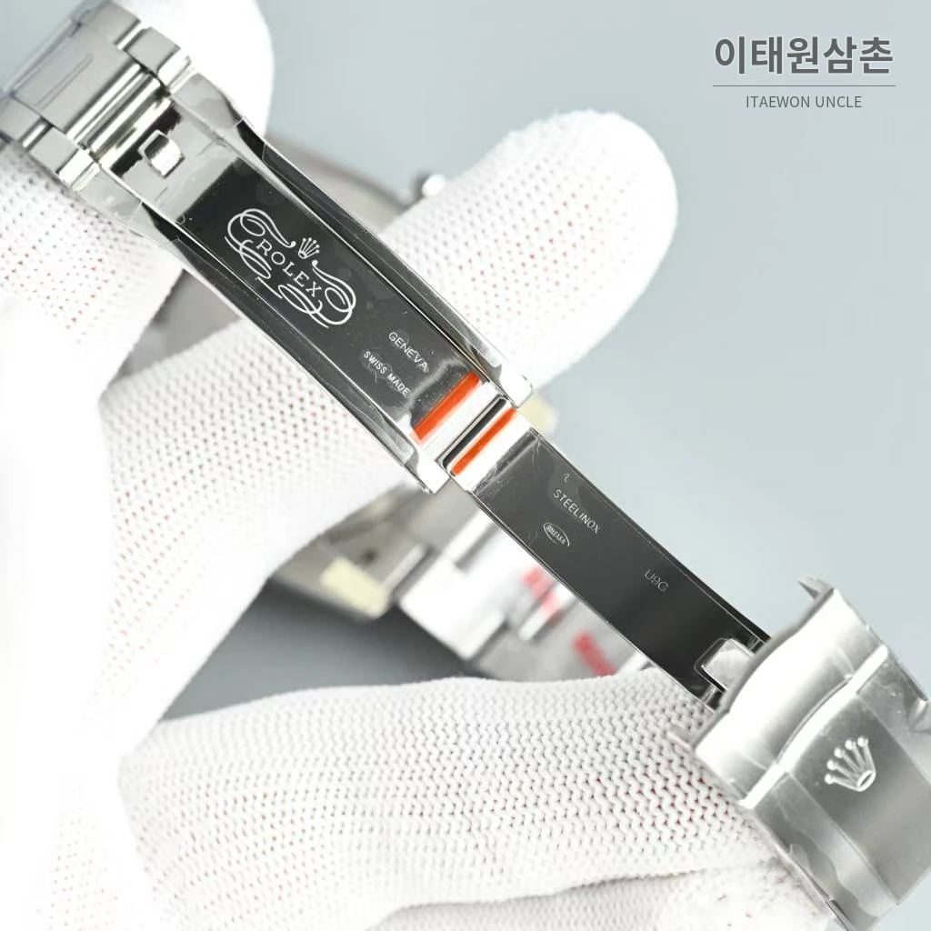 롤렉스 오이스터 퍼페추얼 스틸 야광인덱스 오토매틱 시계 41mm 스테인리스 스틸 오렌지 다이얼