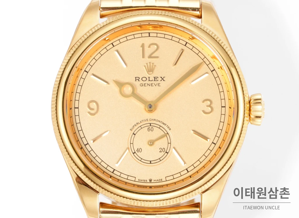 롤렉스 퍼페츄얼 1908 골드베젤 골드다이얼 세티모스타일 자동 시계 39mm