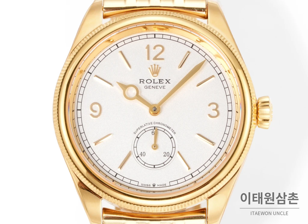 롤렉스 퍼페츄얼 1908 골드베젤 골드다이얼 세티모스타일 자동 시계 39mm