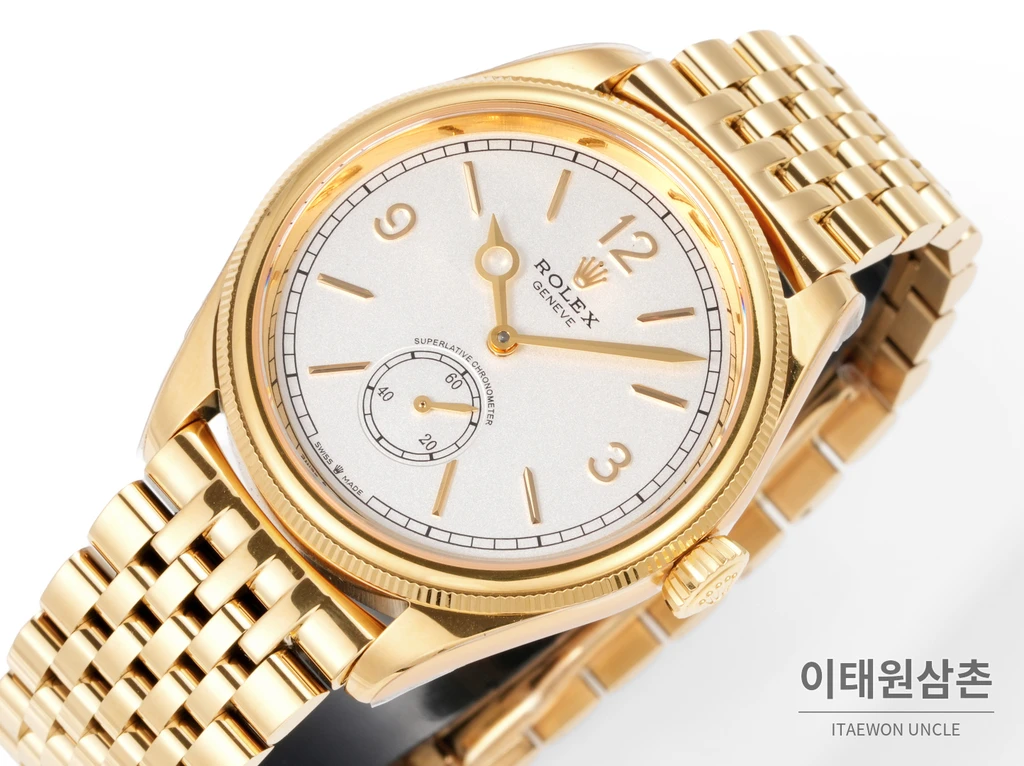 롤렉스 퍼페츄얼 1908 골드베젤 골드다이얼 세티모스타일 자동 시계 39mm