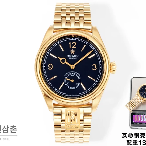 롤렉스 퍼페츄얼 1908 골드베젤 네이비다이얼 세티모스타일 자동 시계 39mm 롤렉스 퍼페츄얼 1908 골드베젤 네이비다이얼 세티모스타일 자동 시계 39mm
