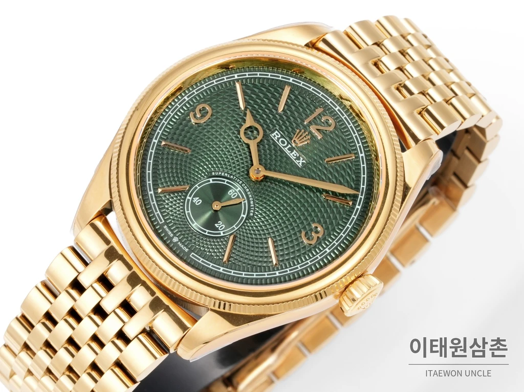 롤렉스 퍼페츄얼 1908 골드베젤 네이비다이얼 세티모스타일 자동 시계 39mm