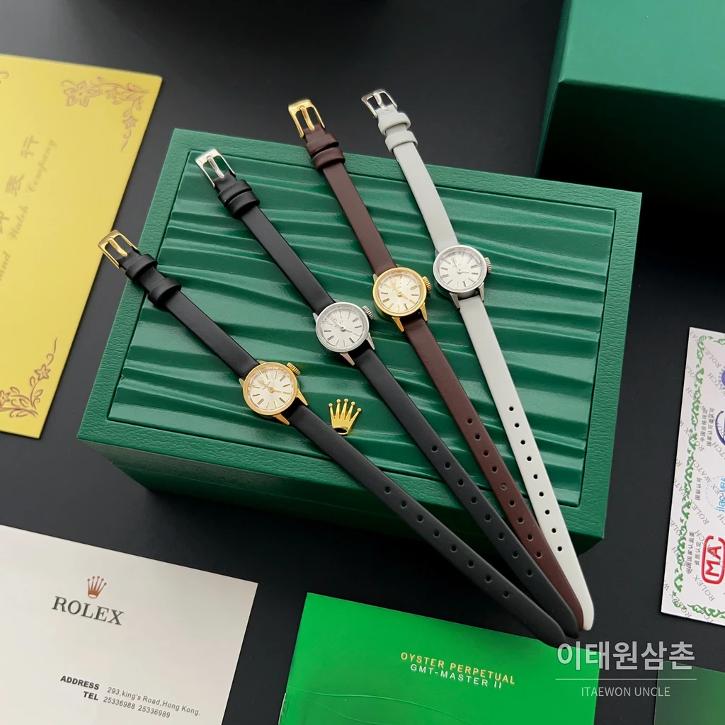 롤렉스 프레시전 골드톤베젤 미니 빈티지 여성시계 18.5mm