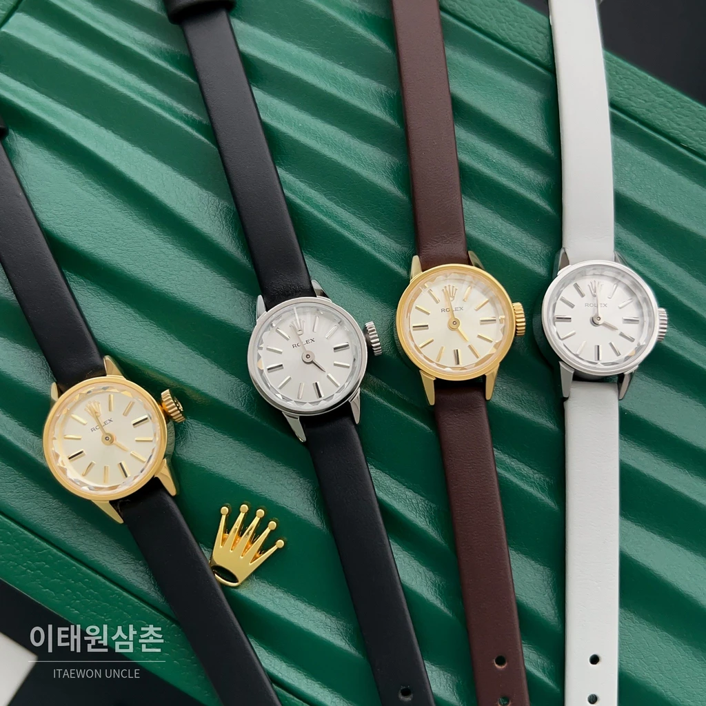 롤렉스 프레시전 골드톤베젤 미니 빈티지 여성시계 18.5mm