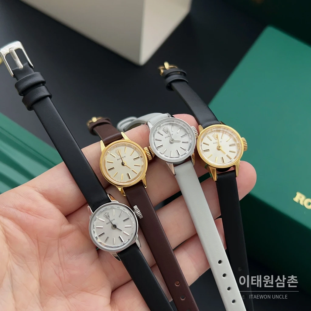 롤렉스 프레시전 골드톤베젤 미니 빈티지 여성시계 18.5mm