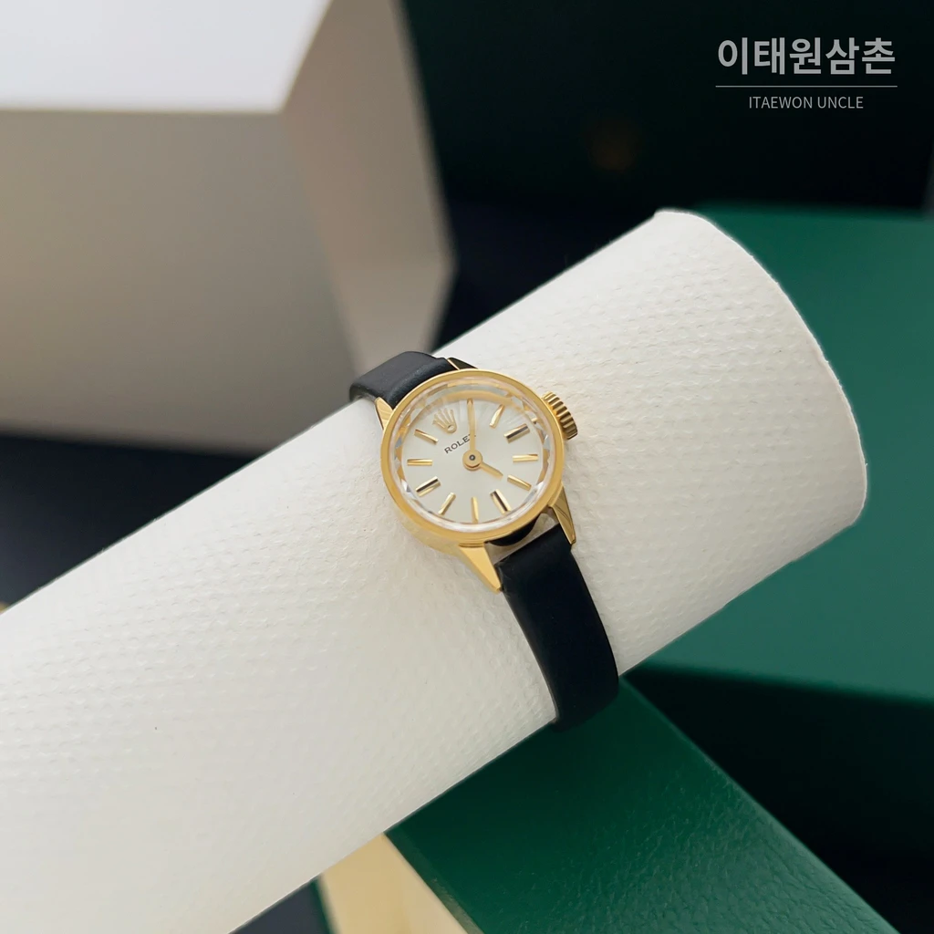 롤렉스 프레시전 골드톤베젤 미니 빈티지 여성시계 18.5mm