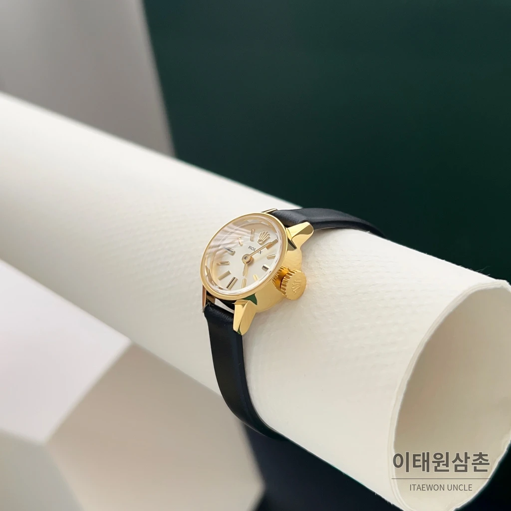 롤렉스 프레시전 골드톤베젤 미니 빈티지 여성시계 18.5mm