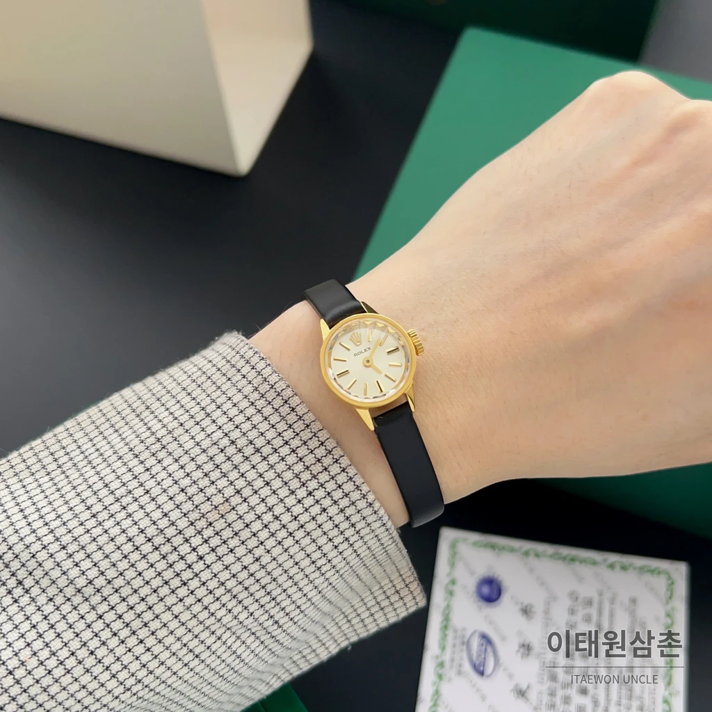 롤렉스 프레시전 골드톤베젤 미니 빈티지 여성시계 18.5mm