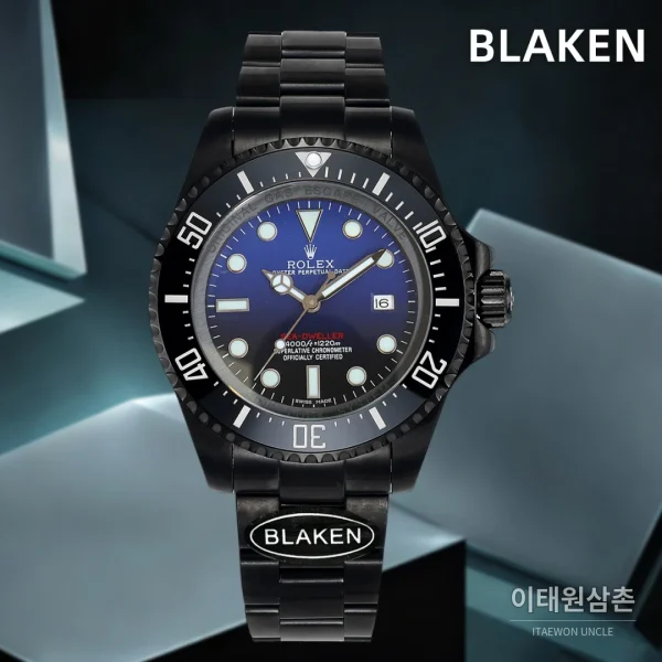 롤렉스 씨드웰러 딥씨 블라켄 블랙 PVD 다이버 오토매틱 44mm