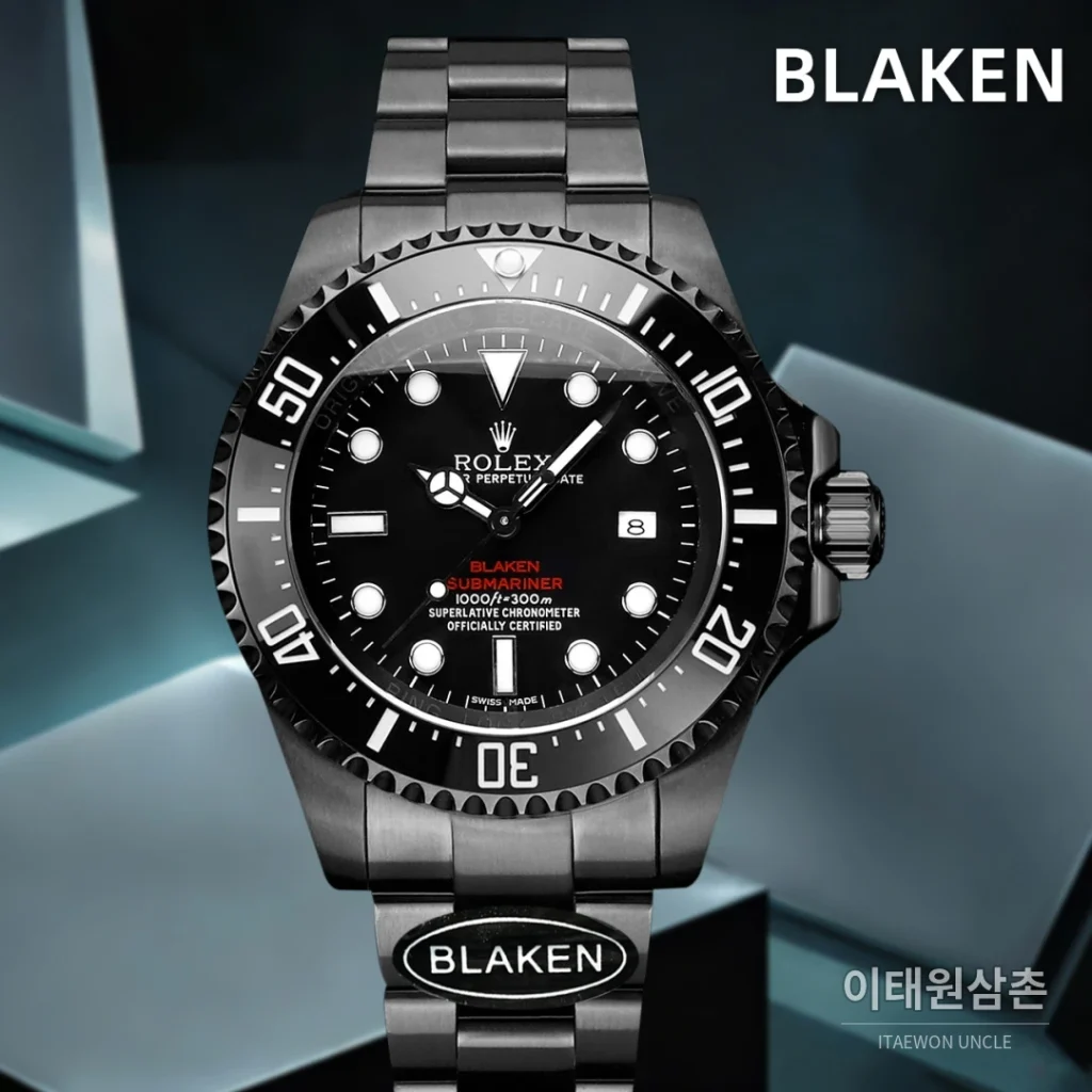 롤렉스 씨드웰러 딥씨 블라켄 PVD 블랙 다이버 오토매틱 44mm 블랙 다이얼 스틸 브레이슬릿 (4)