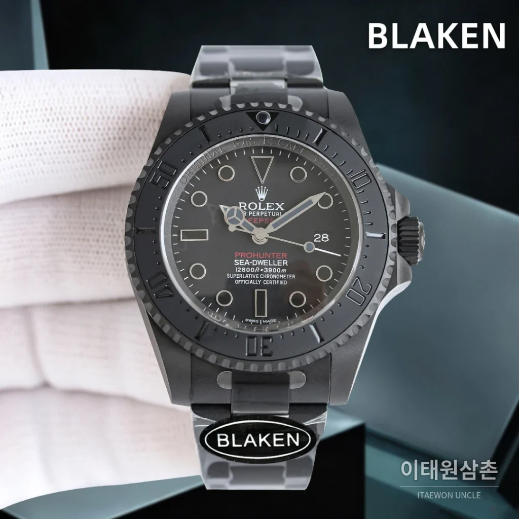 롤렉스 씨드웰러 딥씨 블라켄 PVD 블랙 다이버 오토매틱 44mm 블랙 다이얼 세라믹 브레이슬릿 (3)