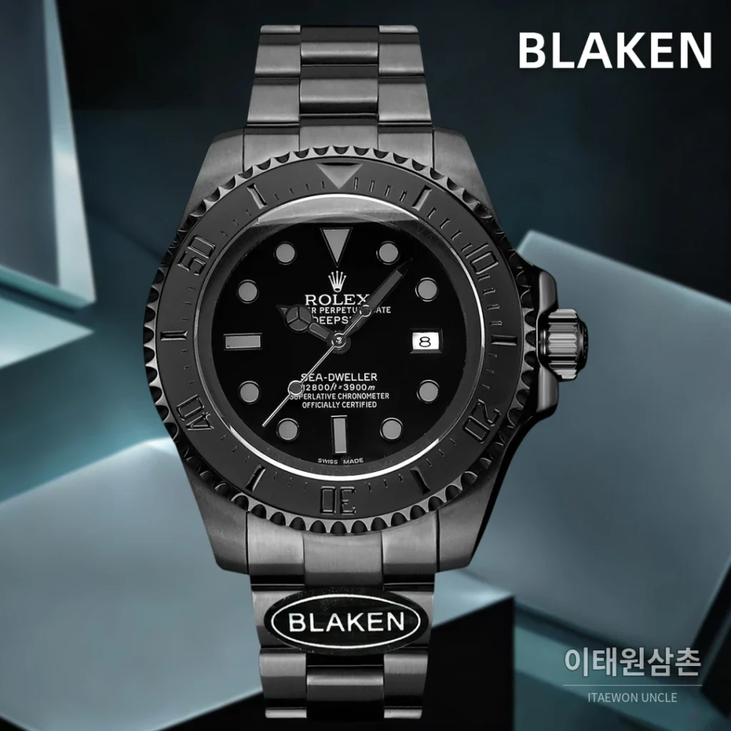 롤렉스 씨드웰러 딥씨 블라켄 PVD 블랙 다이버 오토매틱 44mm 블랙 다이얼 스틸 브레이슬릿 (5)