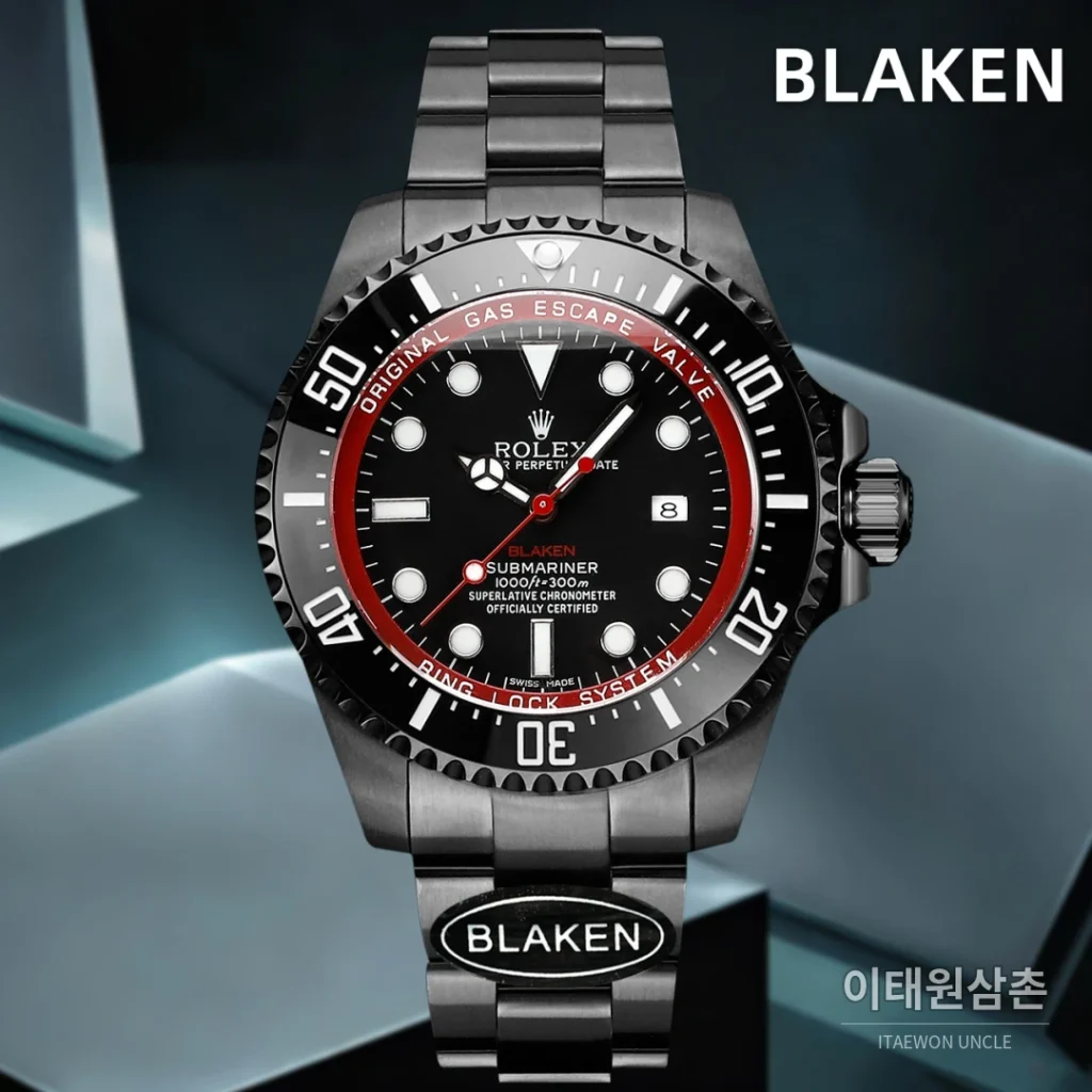롤렉스 씨드웰러 딥씨 블라켄 PVD 블랙 다이버 오토매틱 44mm 블랙 다이얼 스틸 브레이슬릿