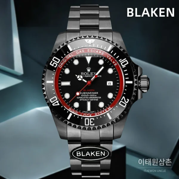 롤렉스 씨드웰러 딥씨 블라켄 PVD 블랙 다이버 오토매틱 44mm 블랙 다이얼 스틸 브레이슬릿