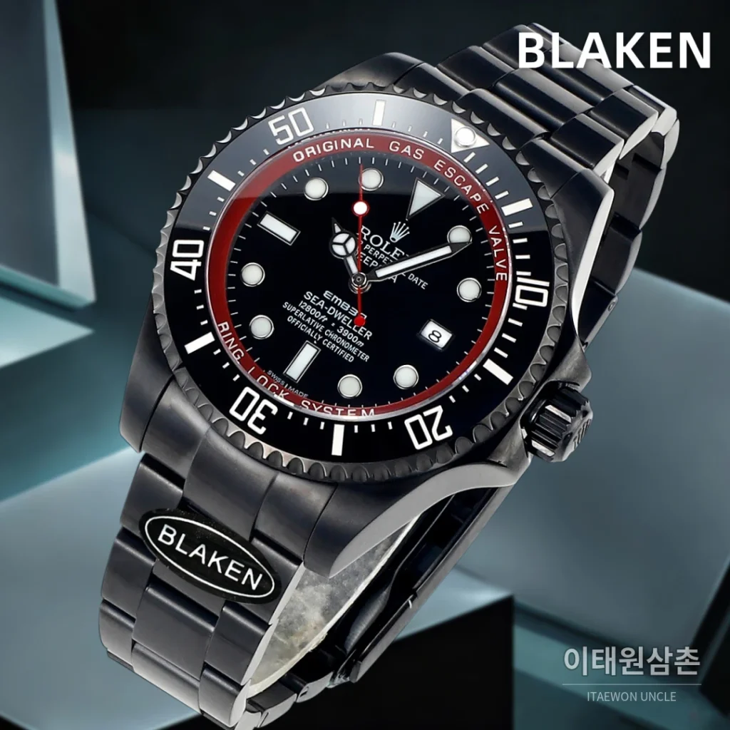 롤렉스 씨드웰러 딥씨 블라켄 PVD 블랙 다이버 오토매틱 44mm 블랙 다이얼 세라믹 브레이슬릿 (2)