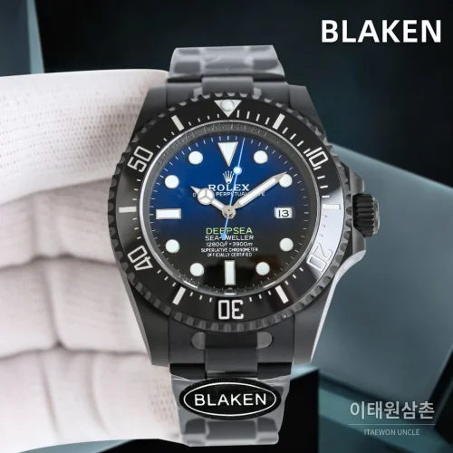 롤렉스 씨드웰러 딥씨 블라켄 PVD 블랙 다이버 오토매틱 44mm 블루 다이얼 세라믹 브레이슬릿 롤렉스 씨드웰러 딥씨 블라켄 PVD 블랙 다이버 오토매틱 44mm 블루 다이얼 세라믹 브레이슬릿