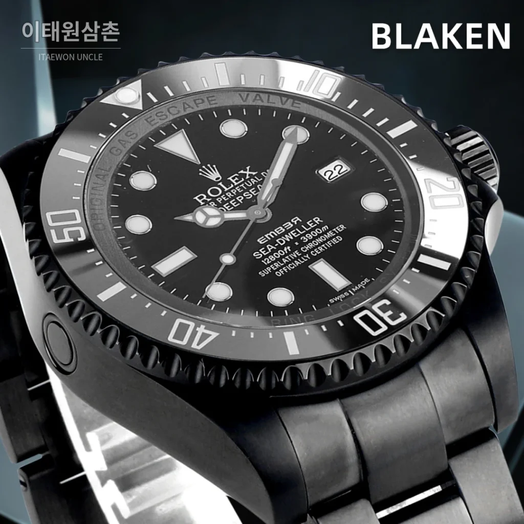 롤렉스 씨드웰러 딥씨 블라켄 PVD 블랙 다이버 오토매틱 44mm 블랙 다이얼 세라믹 브레이슬릿