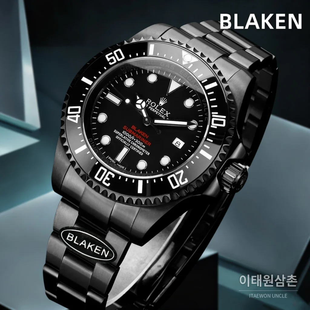 롤렉스 씨드웰러 딥씨 블라켄 PVD 블랙 다이버 오토매틱 44mm 블랙 다이얼 스틸 브레이슬릿 (4)