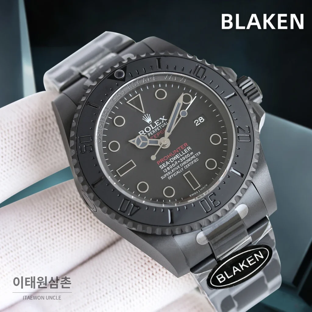 롤렉스 씨드웰러 딥씨 블라켄 PVD 블랙 다이버 오토매틱 44mm 블랙 다이얼 세라믹 브레이슬릿 (3)