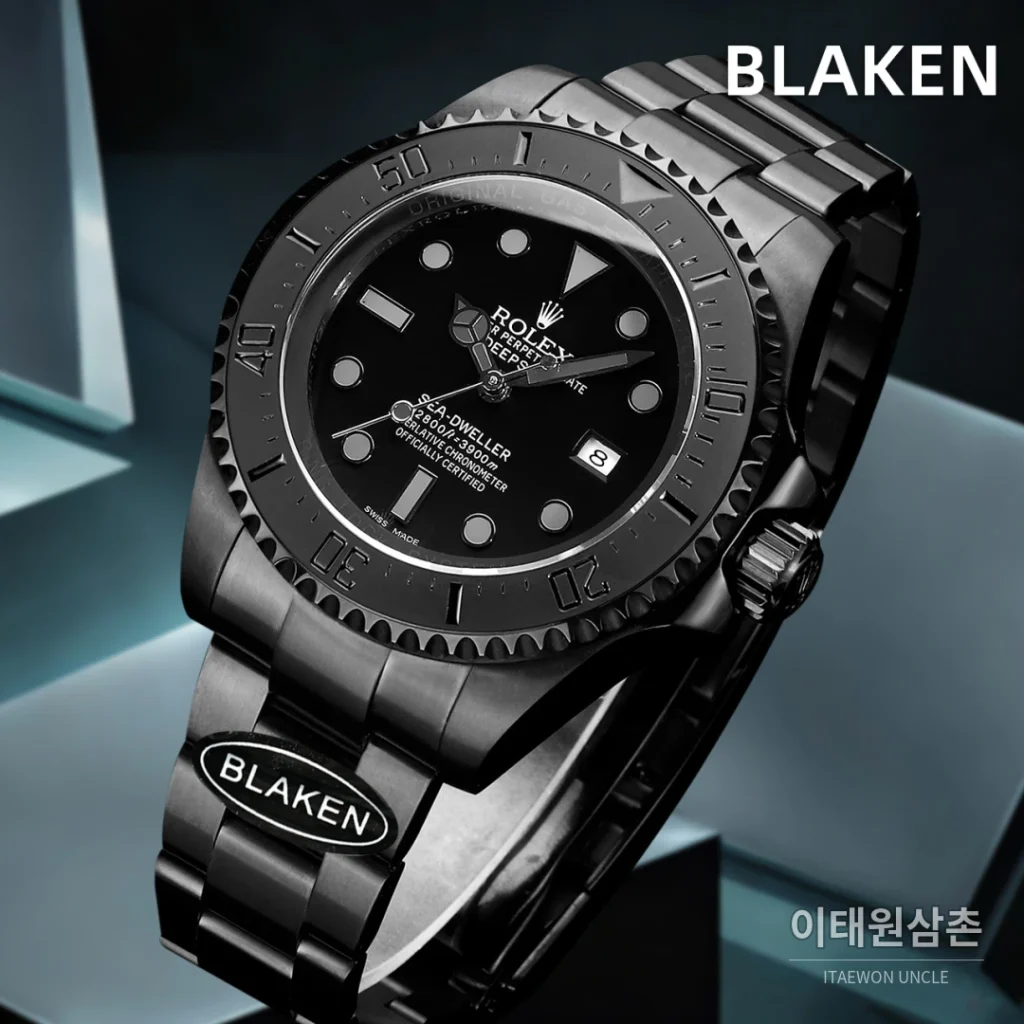 롤렉스 씨드웰러 딥씨 블라켄 PVD 블랙 다이버 오토매틱 44mm 블랙 다이얼 스틸 브레이슬릿 (5)