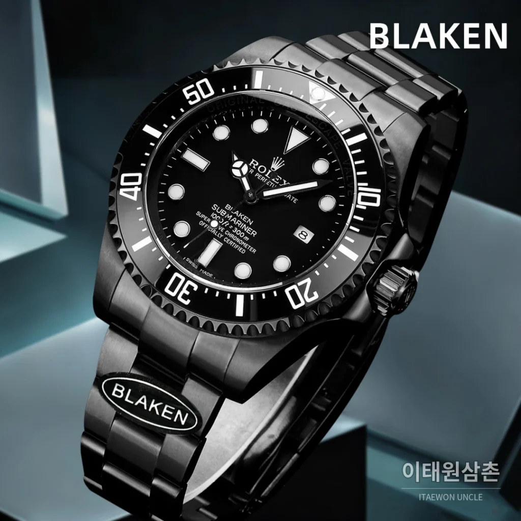 롤렉스 씨드웰러 딥씨 블라켄 PVD 블랙 다이버 오토매틱 44mm 블랙 다이얼 스틸 브레이슬릿 (2)