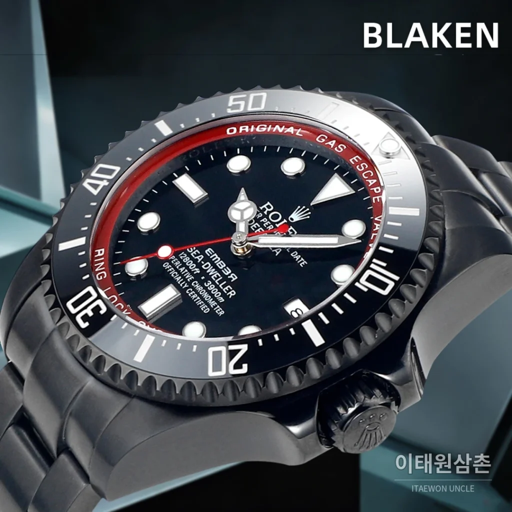 롤렉스 씨드웰러 딥씨 블라켄 PVD 블랙 다이버 오토매틱 44mm 블랙 다이얼 세라믹 브레이슬릿 (2)