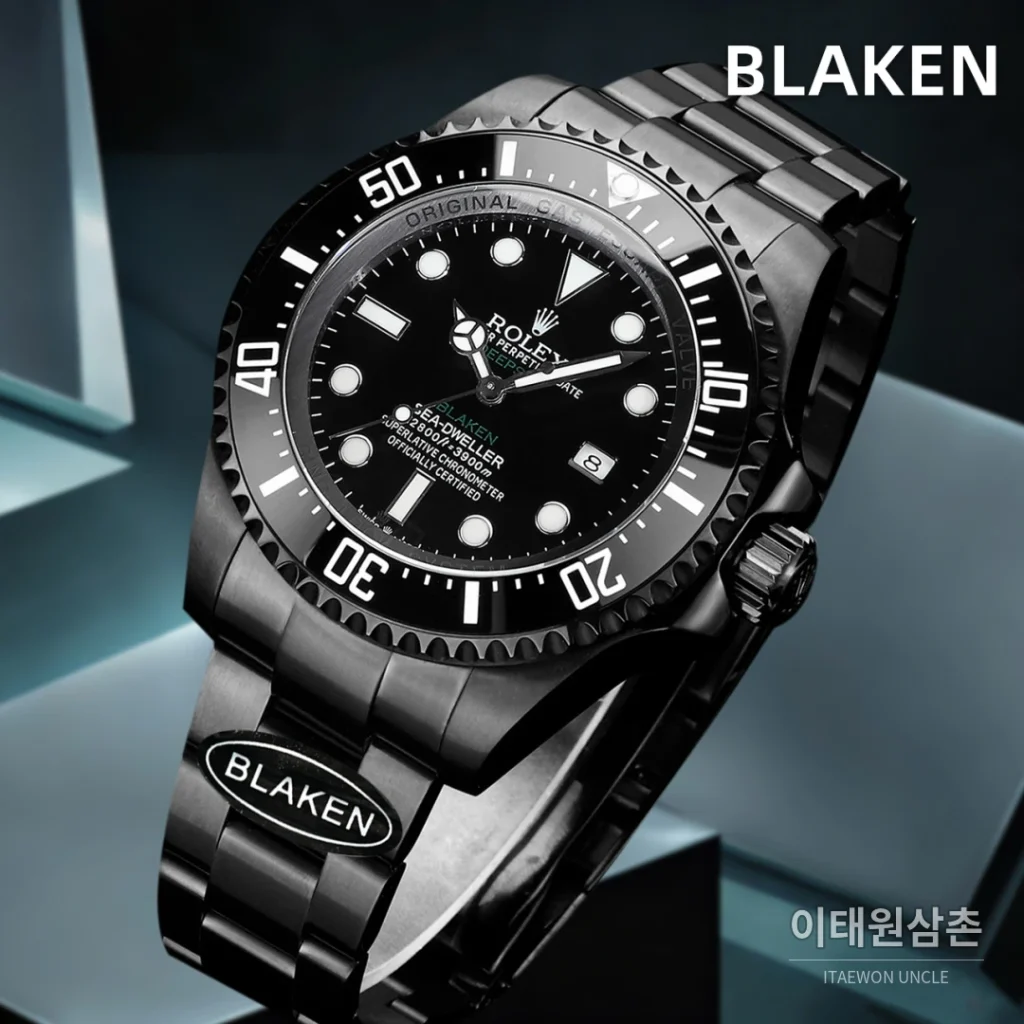 롤렉스 씨드웰러 딥씨 블라켄 PVD 블랙 다이버 오토매틱 44mm 블랙 다이얼 스틸 브레이슬릿 (3)