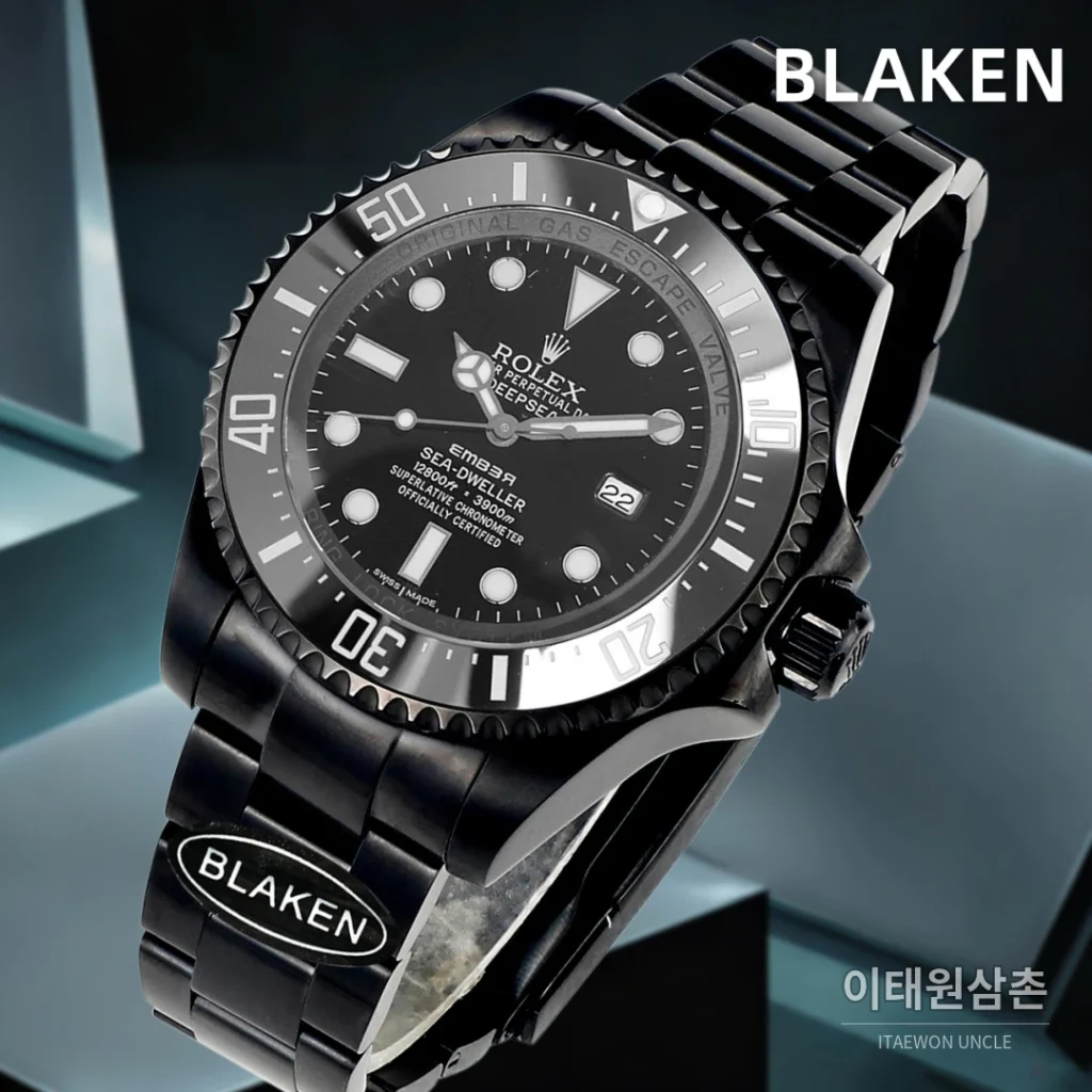 롤렉스 씨드웰러 딥씨 블라켄 PVD 블랙 다이버 오토매틱 44mm 블랙 다이얼 세라믹 브레이슬릿