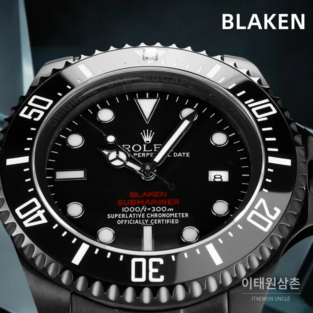 롤렉스 씨드웰러 딥씨 블라켄 PVD 블랙 다이버 오토매틱 44mm 블랙 다이얼 스틸 브레이슬릿 (4)