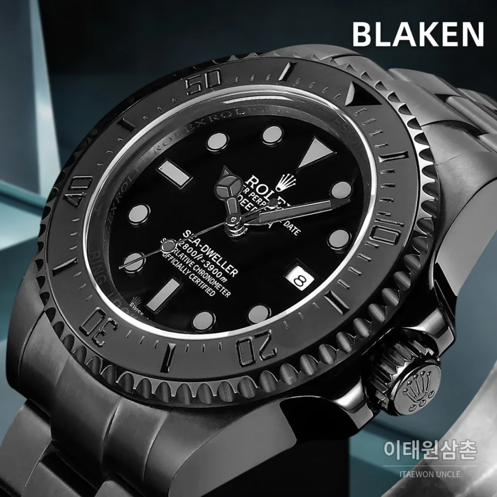 롤렉스 씨드웰러 딥씨 블라켄 PVD 블랙 다이버 오토매틱 44mm 블랙 다이얼 스틸 브레이슬릿 (5)