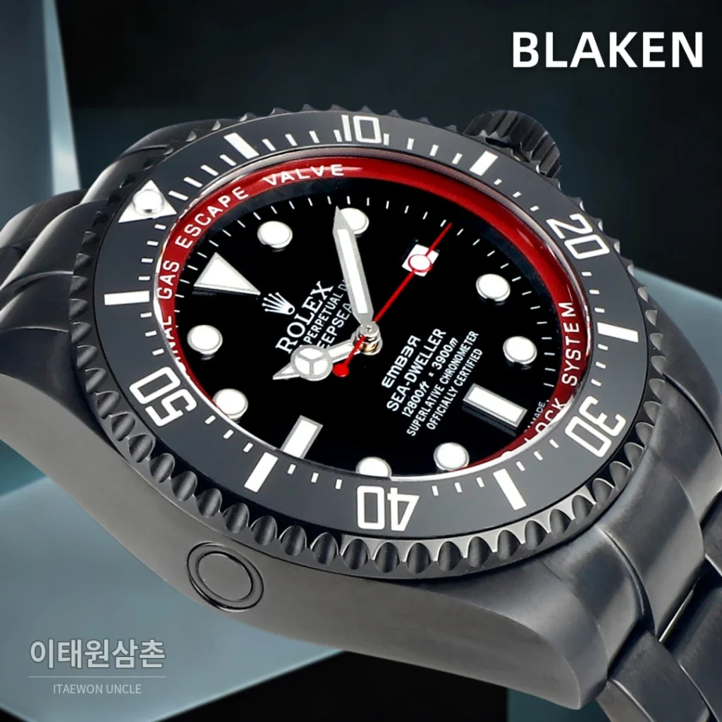 롤렉스 씨드웰러 딥씨 블라켄 PVD 블랙 다이버 오토매틱 44mm 블랙 다이얼 세라믹 브레이슬릿 (2)