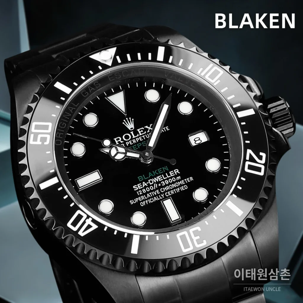 롤렉스 씨드웰러 딥씨 블라켄 PVD 블랙 다이버 오토매틱 44mm 블랙 다이얼 스틸 브레이슬릿 (3)
