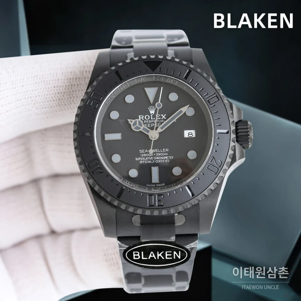 롤렉스 씨드웰러 딥씨 블라켄 PVD 블랙 다이버 오토매틱 44mm 블랙 다이얼 세라믹 브레이슬릿 (3)