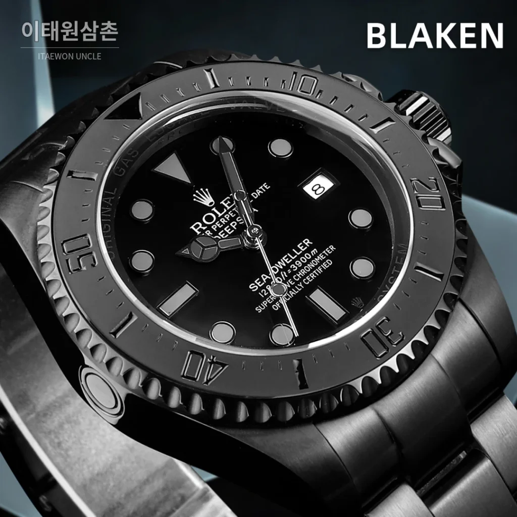 롤렉스 씨드웰러 딥씨 블라켄 PVD 블랙 다이버 오토매틱 44mm 블랙 다이얼 스틸 브레이슬릿 (5)