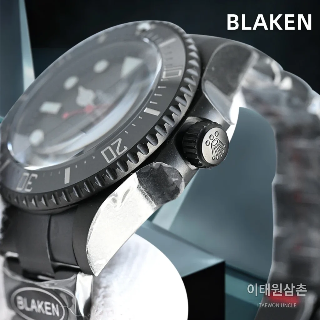 롤렉스 씨드웰러 딥씨 블라켄 PVD 블랙 다이버 오토매틱 44mm 블랙 다이얼 그레이 러버 스트랩