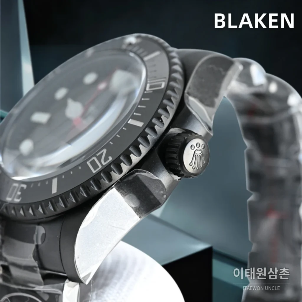 롤렉스 씨드웰러 딥씨 블라켄 PVD 블랙 다이버 오토매틱 44mm 블랙 다이얼 블랙 러버 스트랩 (2)