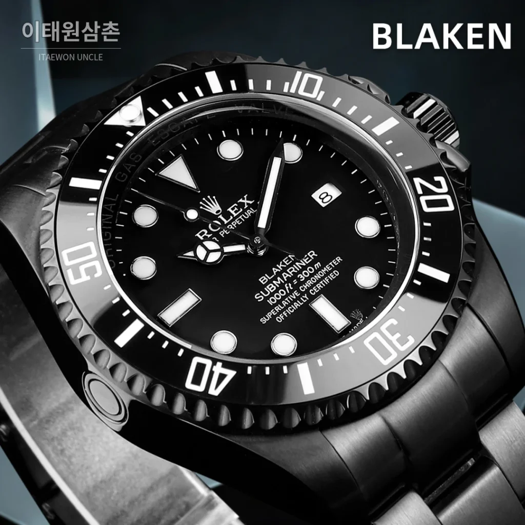 롤렉스 씨드웰러 딥씨 블라켄 PVD 블랙 다이버 오토매틱 44mm 블랙 다이얼 스틸 브레이슬릿 (2)
