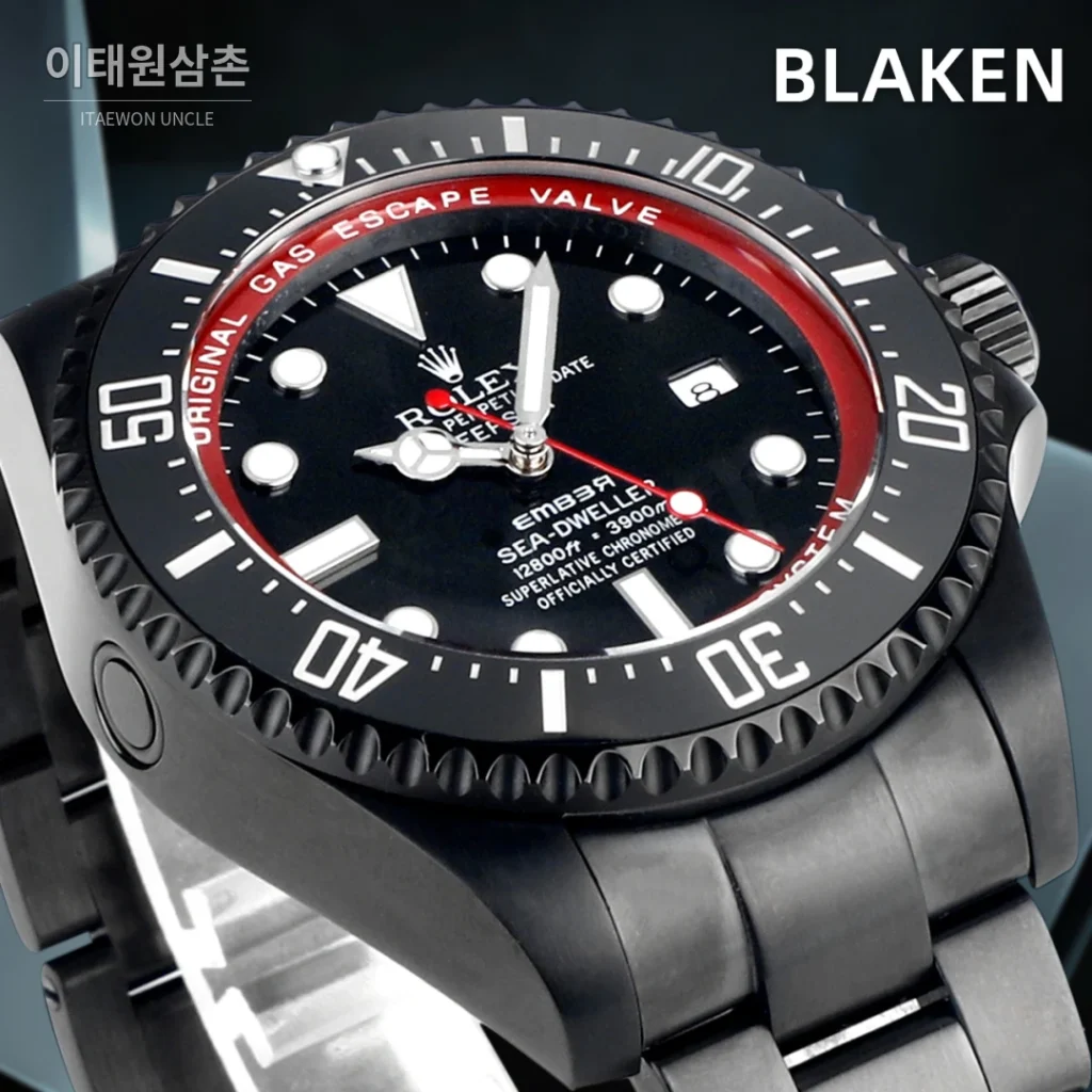 롤렉스 씨드웰러 딥씨 블라켄 PVD 블랙 다이버 오토매틱 44mm 블랙 다이얼 세라믹 브레이슬릿 (2)