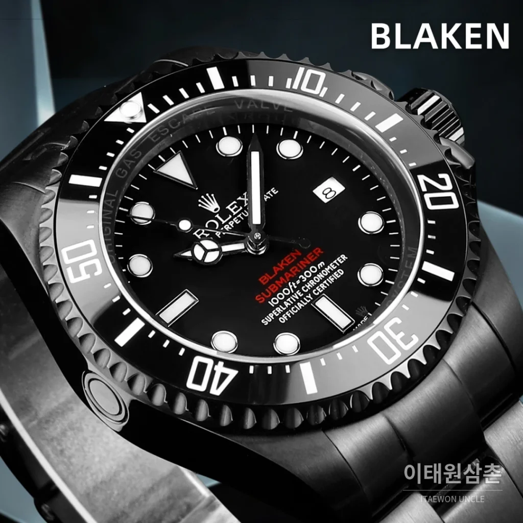 롤렉스 씨드웰러 딥씨 블라켄 PVD 블랙 다이버 오토매틱 44mm 블랙 다이얼 스틸 브레이슬릿 (4)
