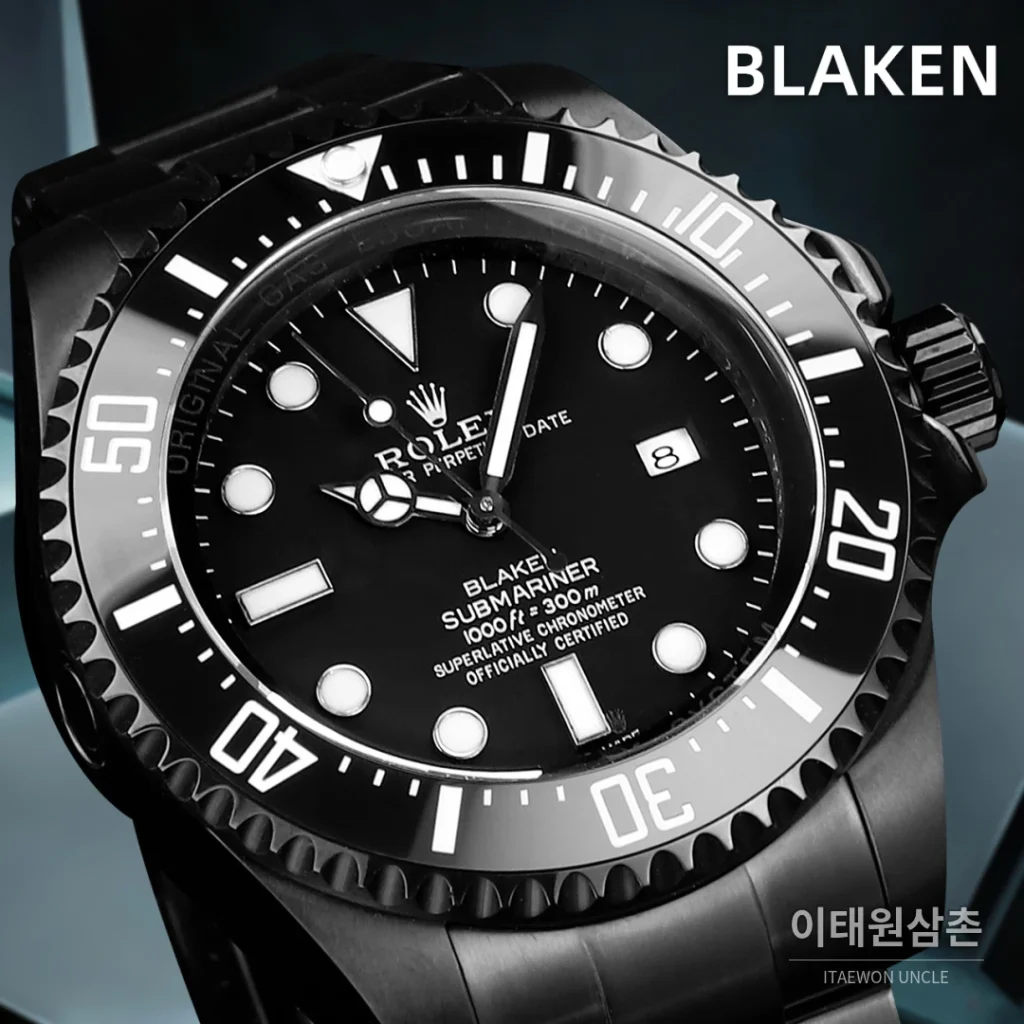 롤렉스 씨드웰러 딥씨 블라켄 PVD 블랙 다이버 오토매틱 44mm 블랙 다이얼 스틸 브레이슬릿 (2)