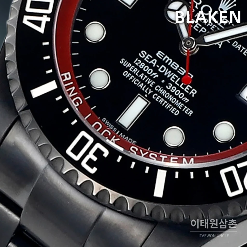 롤렉스 씨드웰러 딥씨 블라켄 PVD 블랙 다이버 오토매틱 44mm 블랙 다이얼 세라믹 브레이슬릿 (2)