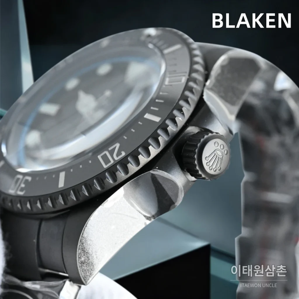 롤렉스 씨드웰러 딥씨 블라켄 PVD 블랙 다이버 오토매틱 44mm 블랙 다이얼 블랙 러버 스트랩 (3)