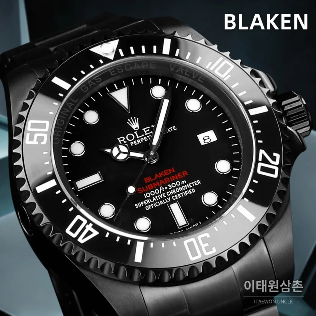 롤렉스 씨드웰러 딥씨 블라켄 PVD 블랙 다이버 오토매틱 44mm 블랙 다이얼 스틸 브레이슬릿 (4)