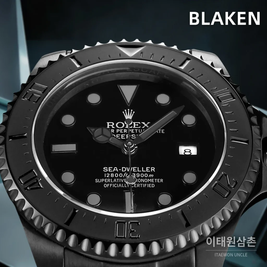 롤렉스 씨드웰러 딥씨 블라켄 PVD 블랙 다이버 오토매틱 44mm 블랙 다이얼 스틸 브레이슬릿 (5)